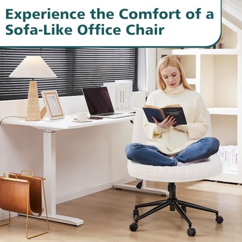 OLIXIS Criss Cross Chair with Wheels, Vanity Chair, Home Office Desk - Image 6