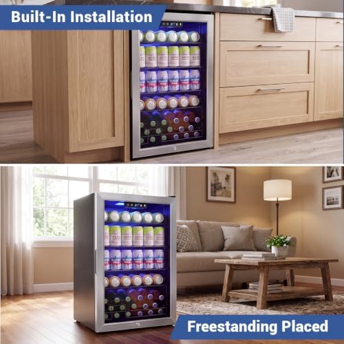 20" Beverage Refrigerator Cooler, 3.4 Cu. Ft. Drink Fridge with Glass Door - Image 7