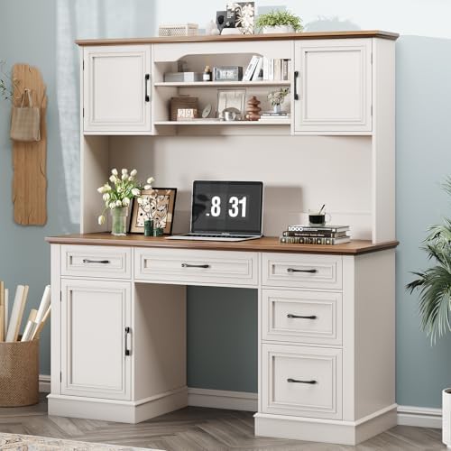 Vabches Executive Desk with 5 Drawers, White - Image 7