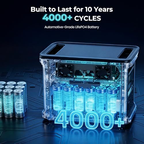 DYNESS 1536Wh Solar Generator with 2 * 100W Foldable Solar Panel, LiFePO4 Battery Backup 1800W AC (3600W Surge) Portable Power Station, Fast Charging for Home Backup, Camping, RV & Power Outage - Image 7