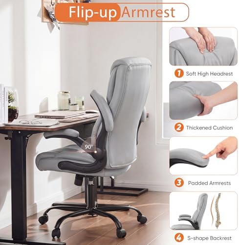 Sweetcrispy Office Chair Set of 2, Heavy Duty Desk Chair, PU Leather - Image 6