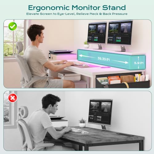 EnHomee 56.5" Office Desk with Drawers & Printer Space for Home Work,White - Image 7