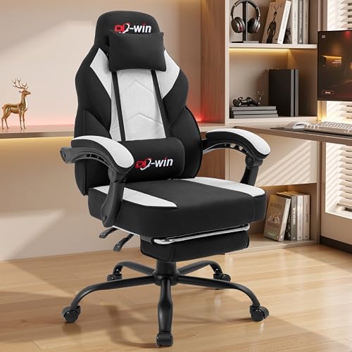 Gaming Chair for Adults with Footrest & Massage Lumbar Support, Ergonomic High Back Gamer Chair, Adjustable Swivel Computer Gaming Chairs with Headrest and Linkage Armrests,Black - Image 7