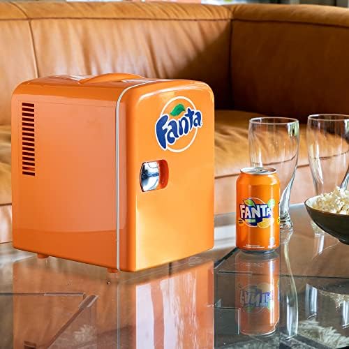 Fanta Mini Fridge - 6 Can Refrigerator for Bedroom Office, Portable Table Top Beverage Cooler, 12V 110V Refrigerador For Drinks, Soda, Wines, Use In Car, Dorm, Outdoor, Patio - Image 7