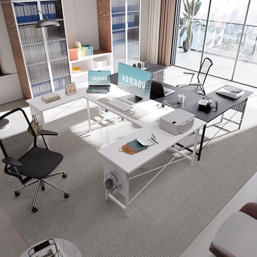 Pamray 71 Inch Large Gaming Desk with Power Outlets U Shaped Computer Desk - Image 6