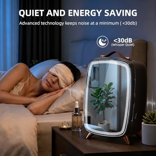 Antarctic Star 6L/8 Cans Makeup Mini Refrigerator with Dimmable LED Light Mirror for Bedroom, Car, Office & Dorm,Portable Small Cooler for Cosmetics,Skin Care,BLACK - Image 7