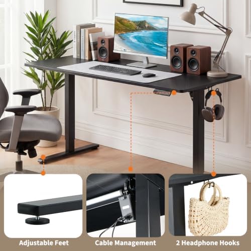 55 x 28Inch Electric Standing Desk, Height Adjustable Computer Desk - Image 6