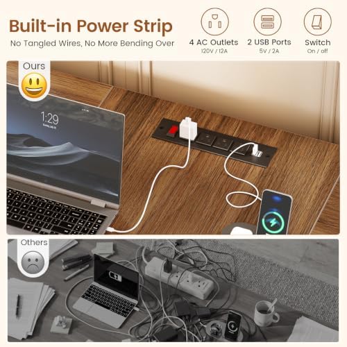 SEDETA 110.2" 2 Person Desk with 6 Drawers & Storage Shelves, Power Strip - Image 7