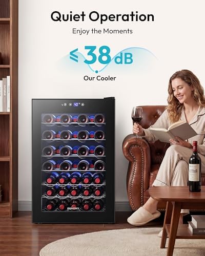EUHOMY 45 bottle Wine Cooler Refrigerator, Wine Fridge Glass Door, Black - Image 6