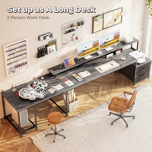 PRAISUN 66" L Shaped Gaming Desk with LED Lights & Power Outlets - Image 7