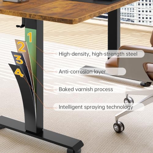 Veken 63×27.6 Inch Large Electric Standing Desk, Gaming Table, Brown - Image 7