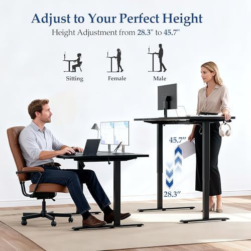 Klicelor L Shaped Standing Desk 59 x 35.4 Inch, Electric Height Adjustable Corner Desk for Home Office Workstation, Ergonomic Sit Stand Computer Table with Memory Controller, Black - Image 6