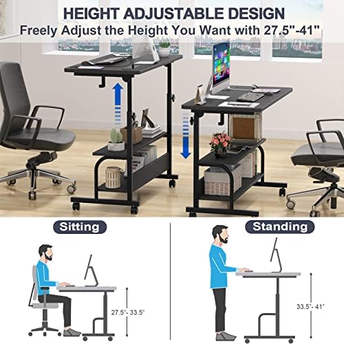 Armocity 32" Rolling Standing Desk with Charging Station for Couch Bed - Image 6