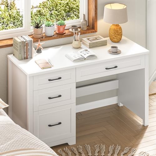 Halitaa Executive Desk with 3 Storage Drawers, White - Image 7
