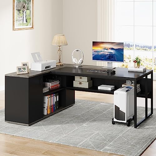 Tribesigns 71 inch Executive Desk, L Shaped Desk with Cabinet Storage - Image 6