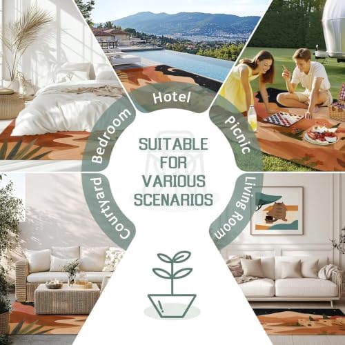 Boho Desert Night 3x5 Waterproof Outdoor Rug with Non‑Slip Backing Celestial Sky Stars Village Houses Machine Washable Deck Patio Rug Mat for Camping, RV, Garden, Balcony Pool - Image 7