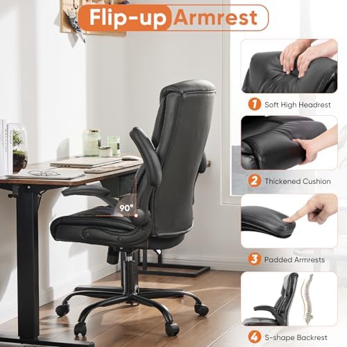 Sweetcrispy Computer Desk Chair, Lumbar Support Video Game Chair PU Leather - Image 6