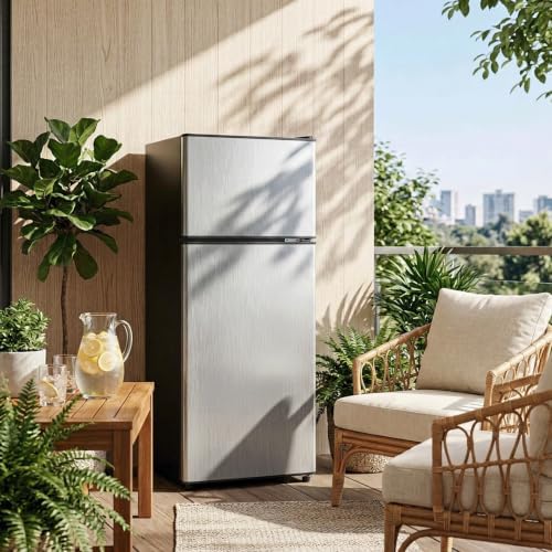 3.5 Cu.Ft Mini Fridge with Freezer, 2-Door Compact Refrigerator for Dorm/Office/Bedroom, Energy Efficient & Quiet, Silver - Image 7