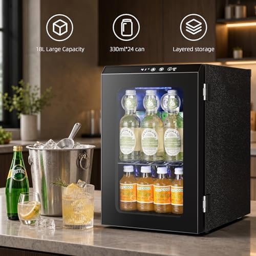 Antarctic Star 18L Mini Fridge Cooler 24Can, Beverage Refrigerator with Quiet Compressor, LED Light,Freestanding Small Fridge with Electronic Temperature Control for Home and Bar(40-61 ℉) - Image 7