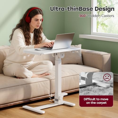 27" Foldable Mobile Standing Desk, No-Assembly Needed, White - Image 6