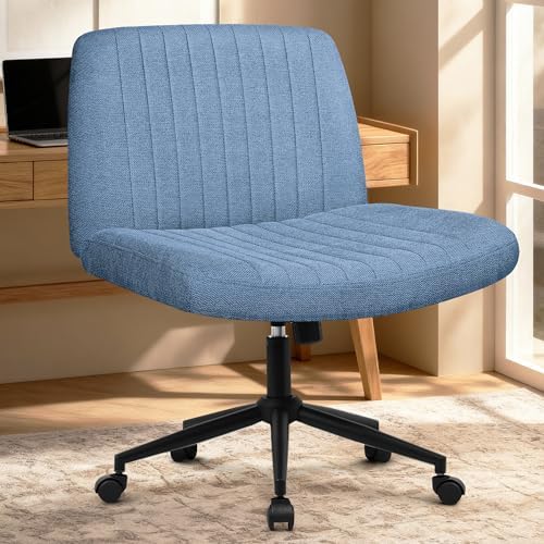 Orange Factory Criss Cross Chair, Wide Wheel Vanity Seat, Blue Dual Base - Image 7