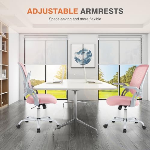 Sweetcrispy Home Office Chair, Mesh Office Chair, Lumbar Support, Pink - Image 6