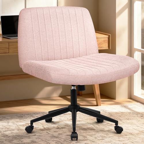 Orange Factory Criss Cross Chair, Wide Wheel Vanity Seat, Pink Dual Base - Image 7