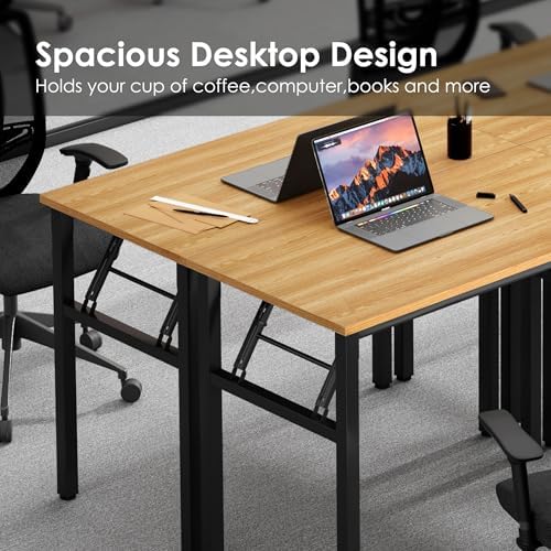 Need Office Computer Desk 35.8 Inch Sturdy Folding Laptop Table Teak - Image 6