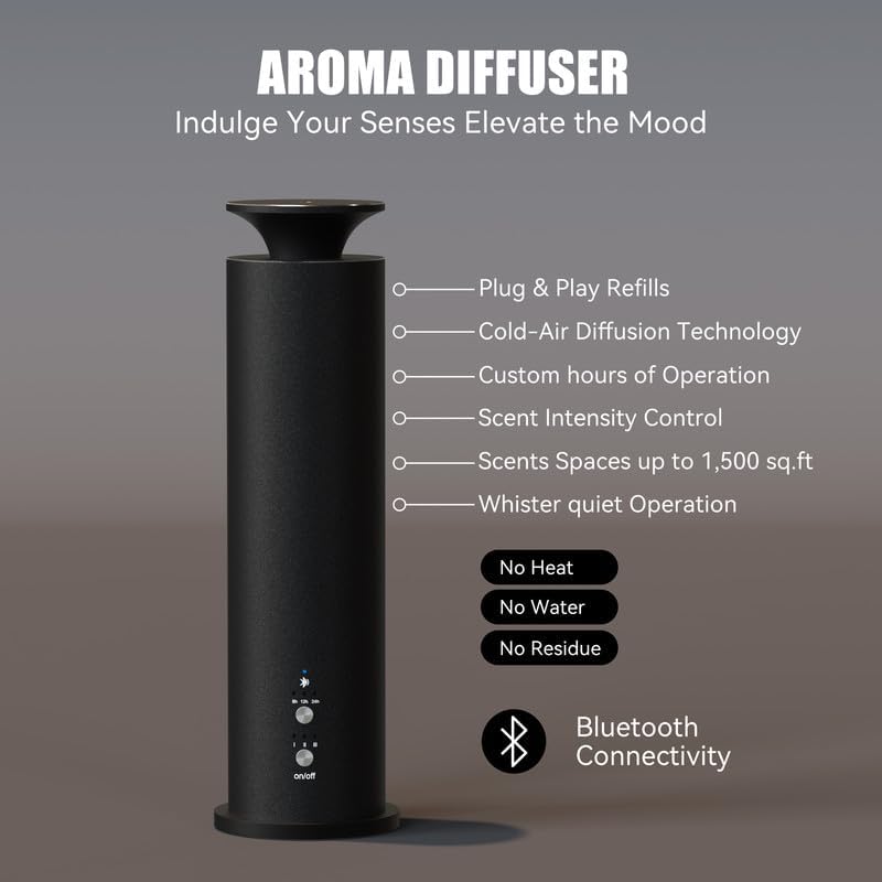 Waterless Diffuser Machine Scent Air Machine Covers 1800 Sq Ft for Home Diffusers Essential Oil Diffusers Studio Scent Diffuser Large Room Fragrance App Remote Control Capacity 3.5 Oz Secret Silver - Image 6
