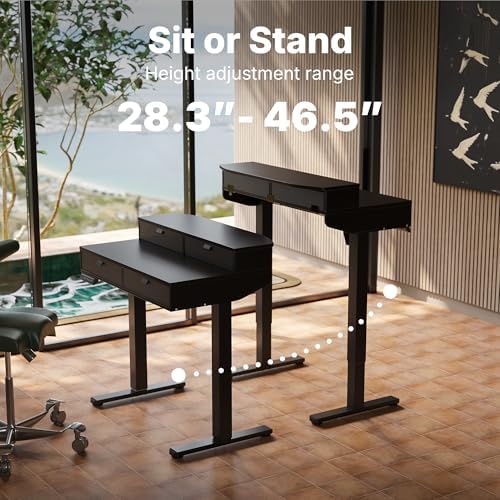 HUANUO 32 x 20 Inch Electric Standing Desk with 4 Drawers, Black - Image 6