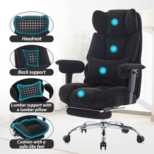 Efomao Executive Office Chair 400lbs, Black Fabric Big and Tall Desk Chair - Image 7