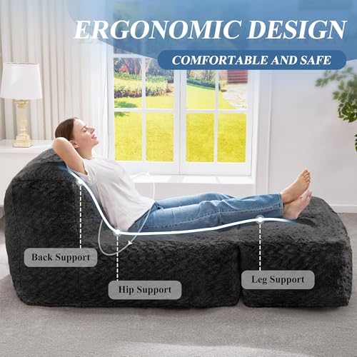 Hobestluk Large Bean Bag Chairs Sofa for Adults Giant BeanBag Couch Lounger - Image 6