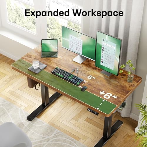 Marsail 48 x 30 Electric Standing Desk with One-Piece Desktop, Sit Stand Desk with Thickened Tabletop, Height Adjustable Stand Up Desk with Cable Management for Home Office(Frame+Desktop, 2 Packages) - Image 7