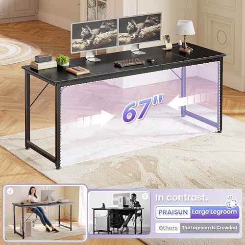 PRAISUN 70 X 24 Inch Computer Desk, Power Outlets, USB-C, Black - Image 7
