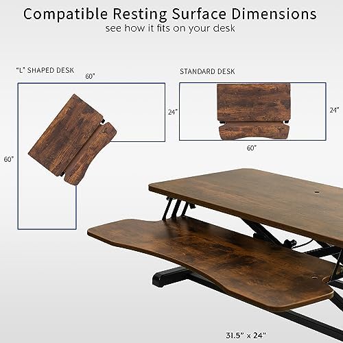 VIVO Rustic Vintage Brown 32 inch Standing Desk Converter, DESK-V000KN - Image 6