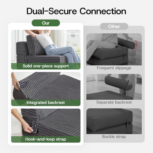 Folding Sofa Bed Convertible 4 in 1 Sleeper Chair Gray Single - Image 6