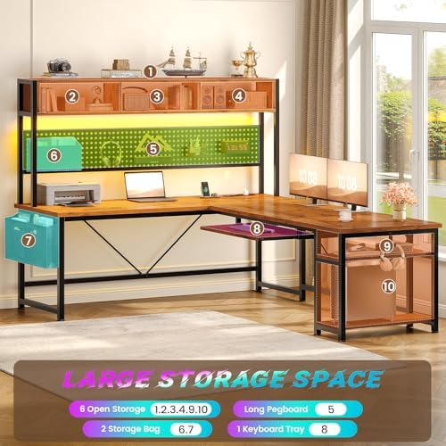 SEDETA L Shaped Computer Desk, Reversible Corner Desk with Power Outlet - Image 6