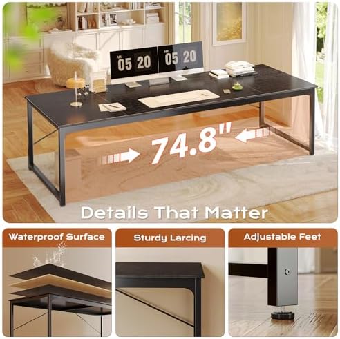 PRAISUN 78.7 X 29.5 Inch Computer Desk with Deeper Desktop - Image 7
