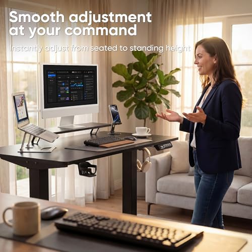 Furmax Electric Standing Desk, 47 x 24 Inches Sit Stand up Desk, Sit Stand Height Adjustable Home Office Desk with Monitor Stand (Black, 47) - Image 7