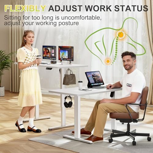 Furmax 45 Inches Electric Standing Desk, Home Office Desk with Phone Holder - Image 6