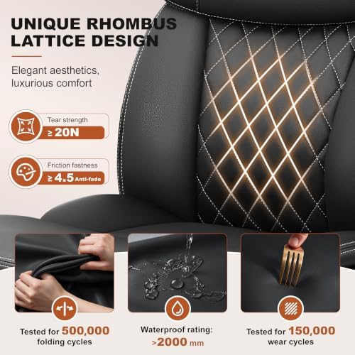 Leather Office Chair, Computer Desk Chair with Dual Back Support - Image 6