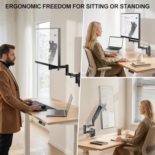 WALI Long Arm Monitor Wall Mount for 17-33 inch Screens, up to 22lbs - Image 7