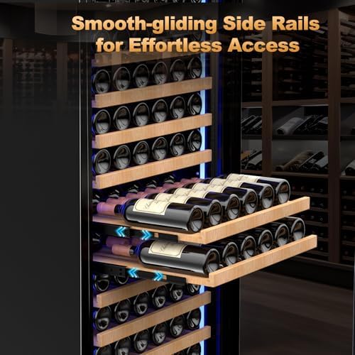 24 Inch Wine Cooler Refrigerator,179 Bottles Wine Fridge Large Capacity Professional Wine Cellars with Powerful Compressor,Quiet Operation and Elegant Design, Black - Image 7