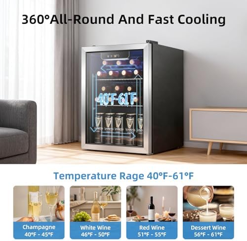Antarctic Star 1.7 Cu. Ft. Beverage Refrigerator, Holds Up to 68 Cans, Compact Drink Cooler with Stainless Steel-Framed Glass Door, Digital Temperature Display & Electronic Controls, Silver - Image 7