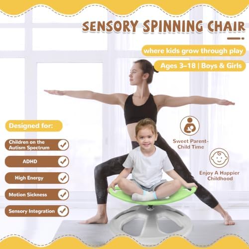 Zhenx Spinning Chair for Autistic Kids with Handles - Autism Sensory Toy - Image 6