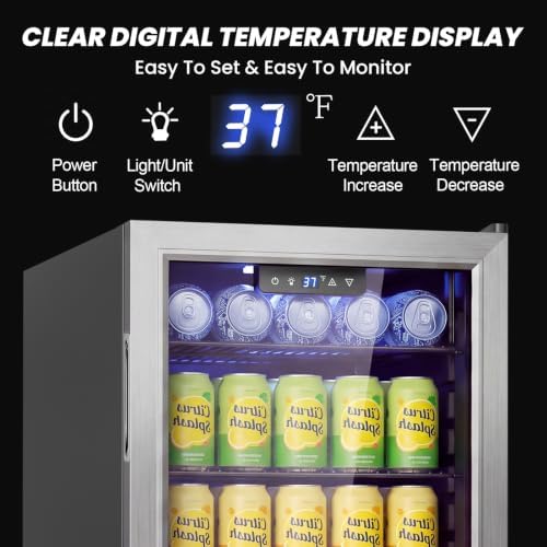 Velivi Beverage Refrigerator, 3.2 Cu.Ft. Mini Fridge with Glass Door - Image 7