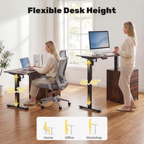 Compact Electric Height Adjustable Standing Desk, 48" x 18" Sit Stand Workstation with Smooth Motorized Lift, Narrow Ergonomic Home Office Computer Desk for Monitors & Laptops,28.3"-46.5" Height - Image 7