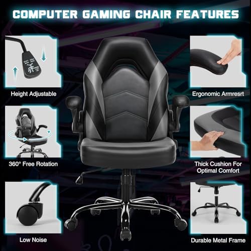 DUMOS Computer Desk Chair, Lumbar Support Video Gaming Chair, PU Leather - Image 6