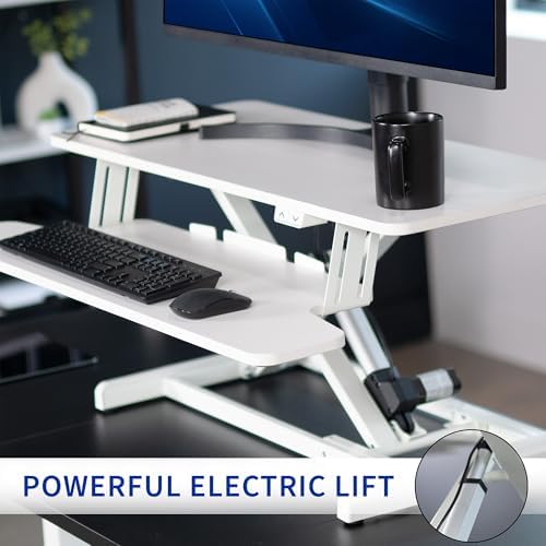 VIVO White 36 inch Electric Desk Converter, DESK-VE36W - Image 6