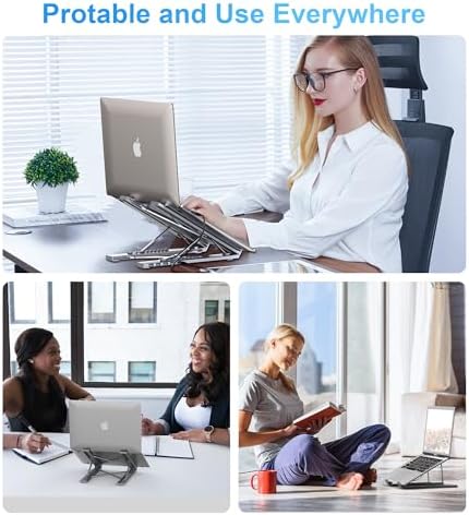 M61 USB C to USB Hub Portable Laptop Stand, Aluminum 4 Ports USB3.0 Multiport Adapter Adjustable Laptop Docking Station Stand Compatible with MacBook Pro/Air, Chromebook, Keyboard, Mouse, HDD - Image 7